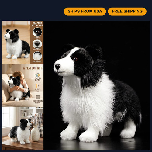 Realistic border collie plush - realistic,