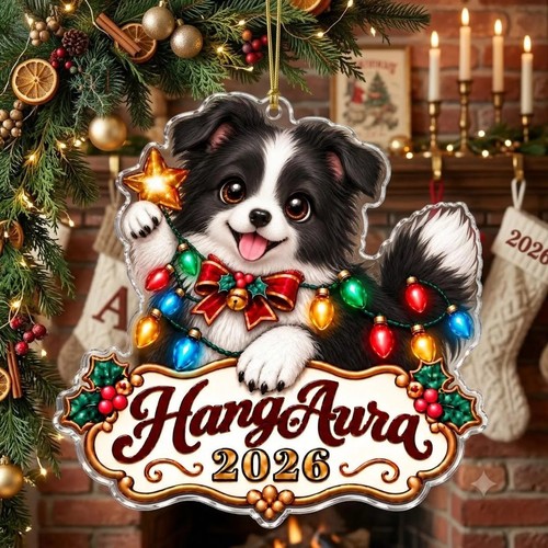 Custom border collie ornament - custom,