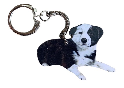 Border collie puppy keyring - collie,